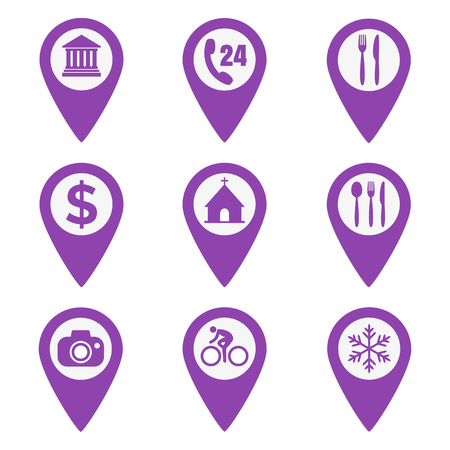 Map pin location icons set on white background vector illustration.のイラスト素材