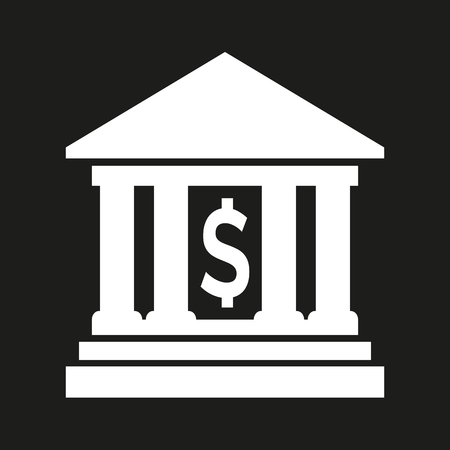 Icon of Bank on black background. Vector illustrationのイラスト素材