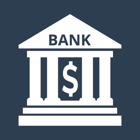 Bank icon on black background. Vector illustrationのイラスト素材