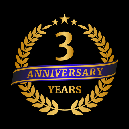 Anniversary golden laurel wreath on black background. Vector illustrationのイラスト素材