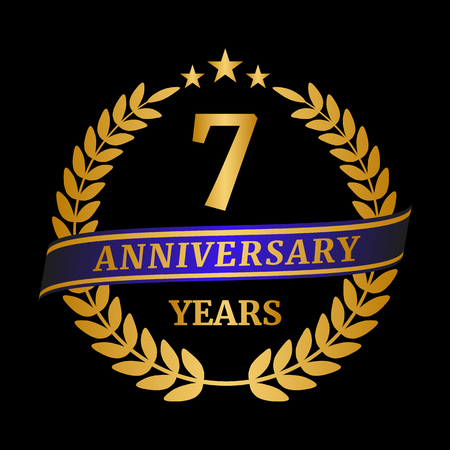 Anniversary golden laurel wreath on black background. Vector illustrationのイラスト素材