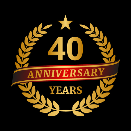 Anniversary golden laurel wreath on black background. Vector illustrationのイラスト素材