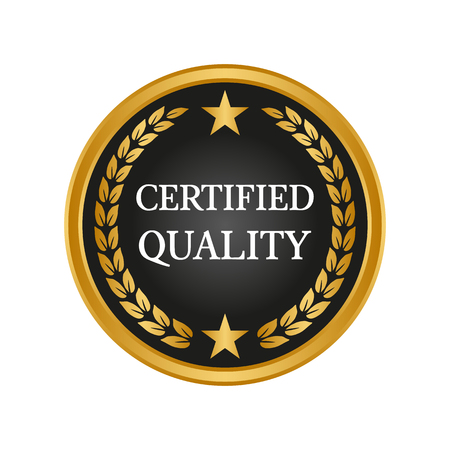 Certified quality badge on white background. Vector illustrationのイラスト素材