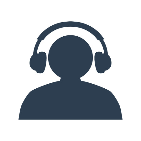 Man with headphones on white background. Vector illustrationのイラスト素材