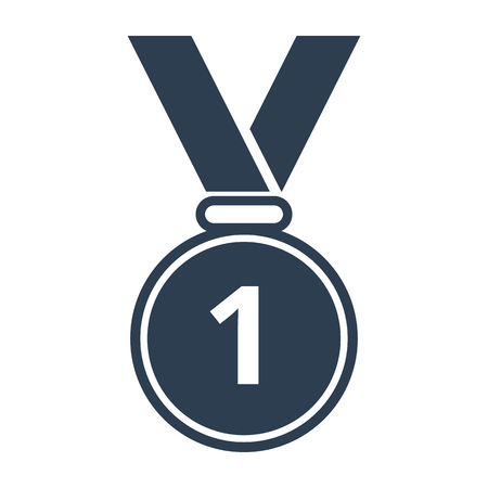 Medal icon with number 1 on white background.のイラスト素材