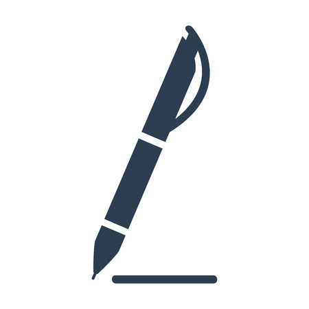 Pen icon in silhouette on white background.のイラスト素材