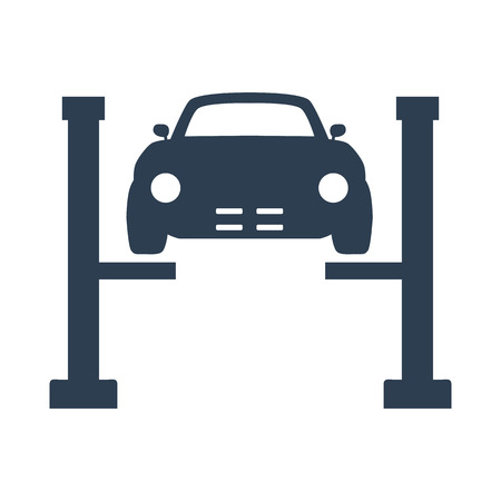 Car service icon in silhouette on white background.のイラスト素材