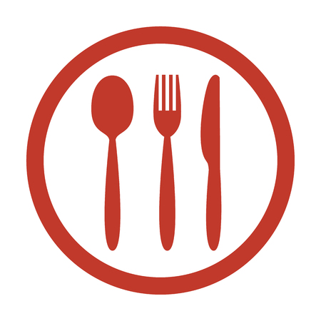 Knife, fork and spoon on white background vector illustration.のイラスト素材