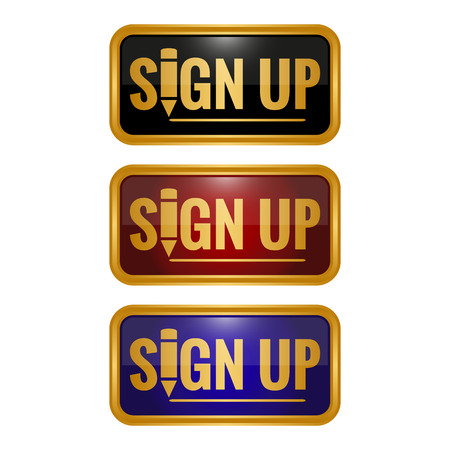 Sign up button icons on white background. Vector illustrationのイラスト素材