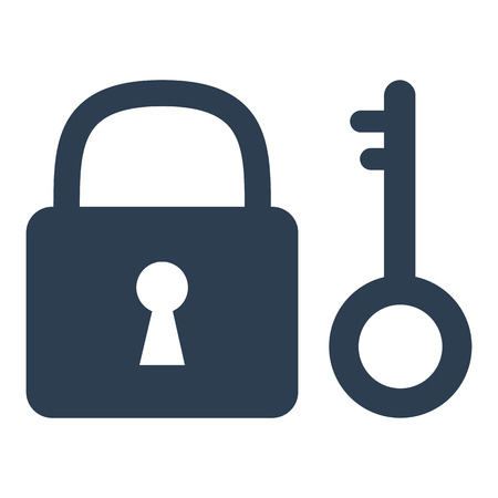 Lock and key icon on white background. Vector illustrationのイラスト素材