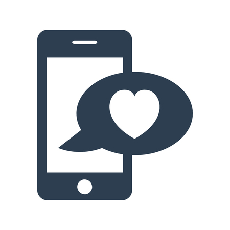 Mobile phone and love message on white background. Vector illustrationのイラスト素材