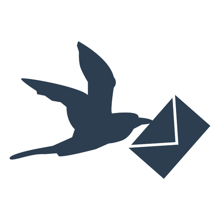 Bird flying with an envelope isolated on white background. Vector illustrationのイラスト素材