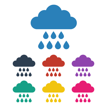 Rain colorful icons set on white background. Vector illustrationのイラスト素材