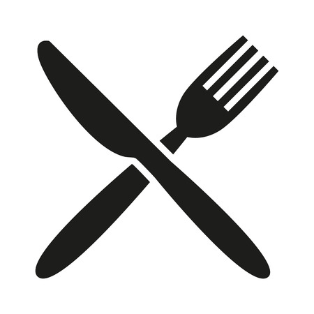 Knife and fork white background. Vector illustrationのイラスト素材