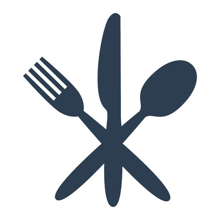Knife, fork and spoon on white background. Vector illustrationのイラスト素材