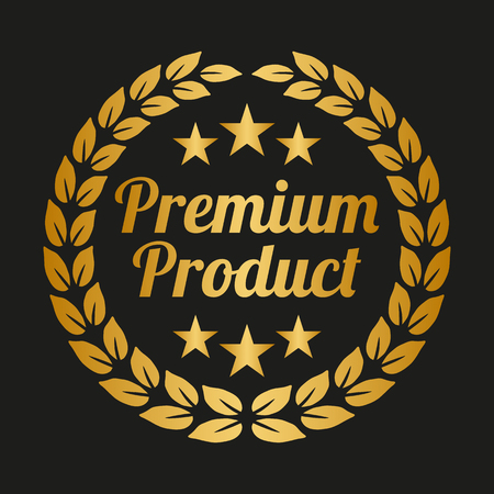 Premium product label on black background. Vector illustrationのイラスト素材
