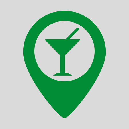 Map pointer with cocktail icon on gray background. Vector illustrationのイラスト素材