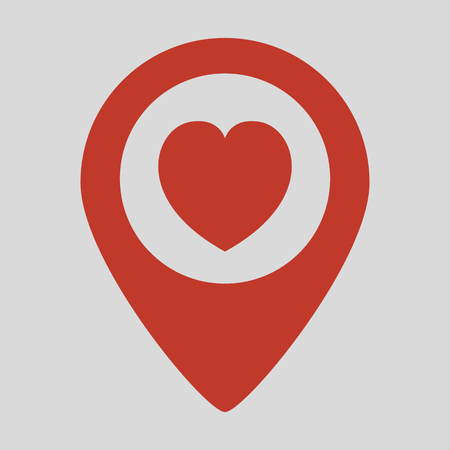 Map pointer with heart icon on gray background. Vector illustrationのイラスト素材