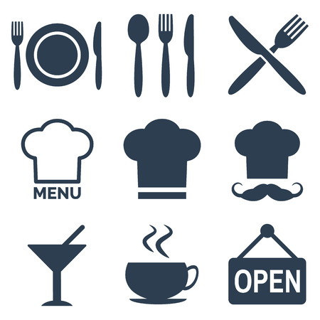 Restaurant icons set on white background. Vector illustrationのイラスト素材