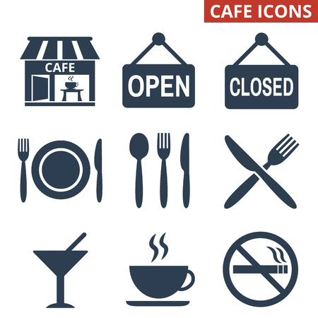 Cafe icons set on white background. Vector illustrationのイラスト素材