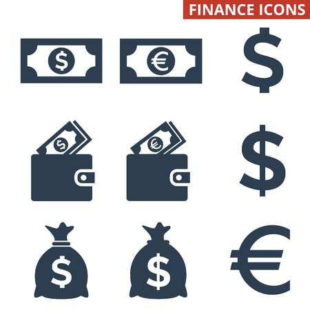 Finance icons set on white background. Vector illustrationのイラスト素材