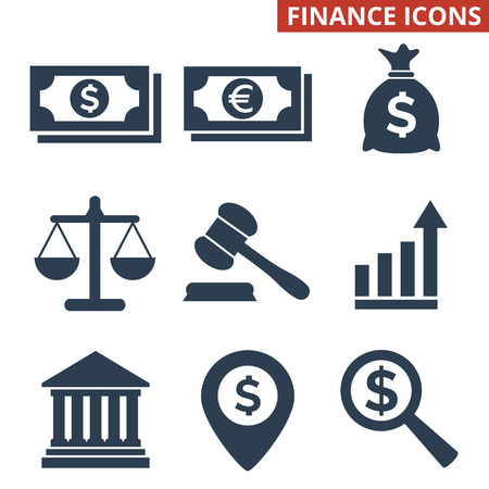 Finance icons set on white background. Vector illustrationのイラスト素材