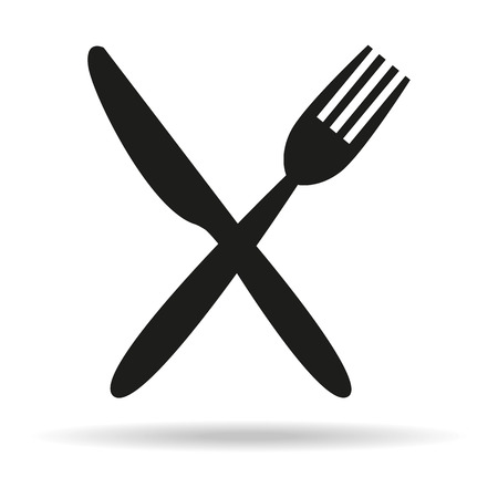 Knife and fork white background. Vector illustrationのイラスト素材