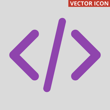 Code icon on grey background. Vector illustrationのイラスト素材
