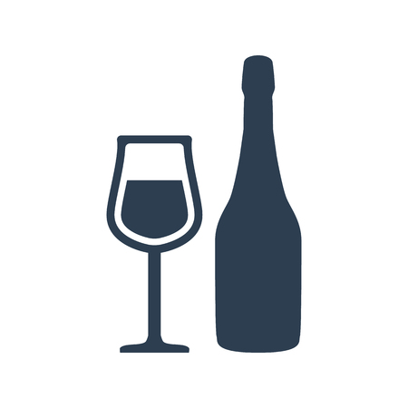 Shampagne bottle and glass on white background. Vector illustrationのイラスト素材