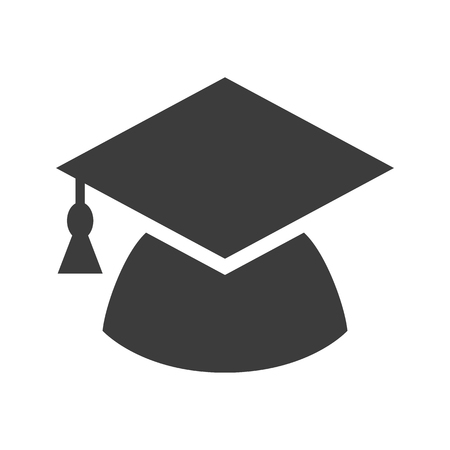 Graduation cap icon on white background. Vector illustrationのイラスト素材