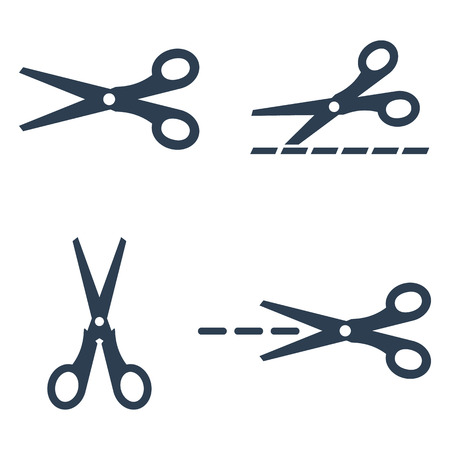 Scissors icons set on white background. Vector illustrationのイラスト素材