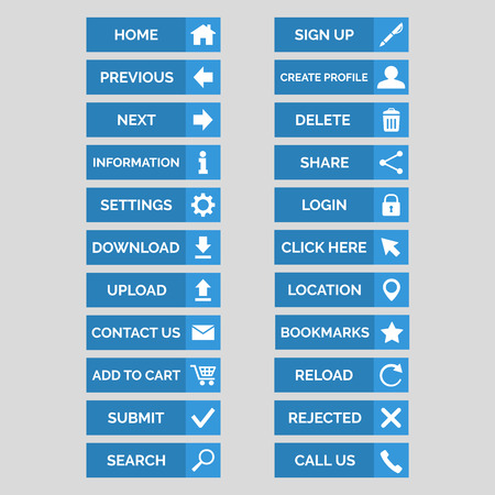 Collection of flat web buttons. Vector illustrationのイラスト素材