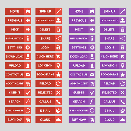 Collection of flat web buttons. Vector illustrationのイラスト素材
