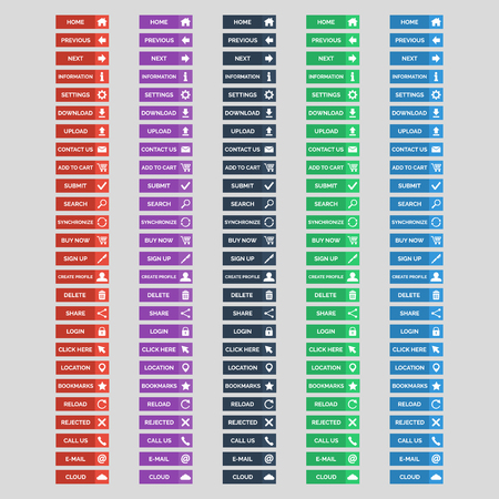Collection of flat web buttons. Vector illustrationのイラスト素材