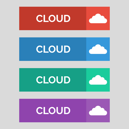 Cloud flat buttons on grey background. Vector illustrationのイラスト素材