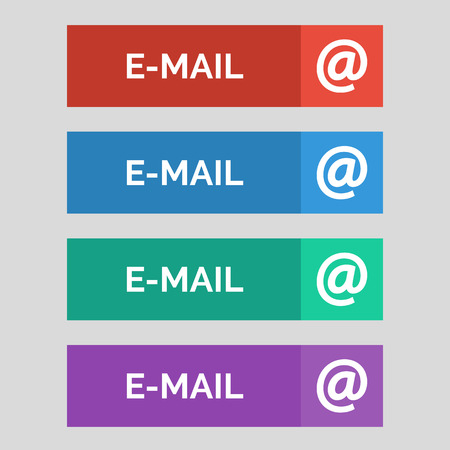 E-mail flat buttons on grey background. Vector illustrationのイラスト素材