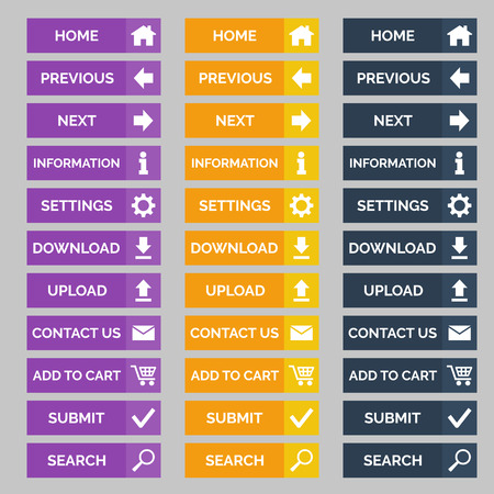 Collection of flat web buttons. Vector illustrationのイラスト素材
