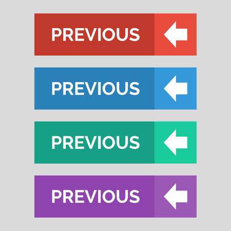 Previous flat buttons on grey background. Vector illustrationのイラスト素材
