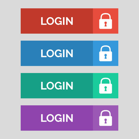 Login flat buttons on grey background. Vector illustrationのイラスト素材