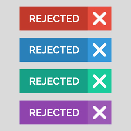 Rejected flat buttons on grey background. Vector illustrationのイラスト素材