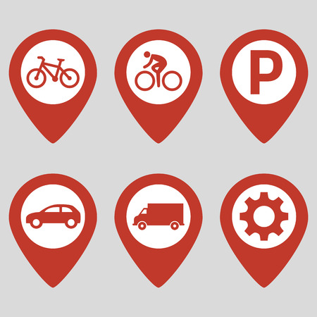 Map pin location icons set on gray background. Vector illustrationのイラスト素材