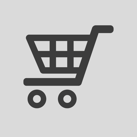 Shopping cart icon on grey background. Vector illustrationのイラスト素材