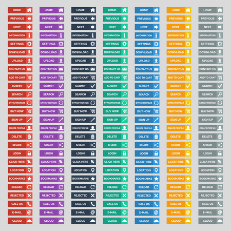 Collection of flat web buttons. Vector illustrationのイラスト素材