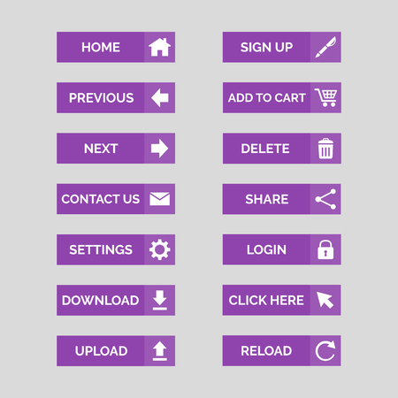 Collection of flat web buttons. Vector illustrationのイラスト素材
