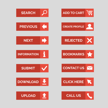 Collection of flat web buttons. Vector illustrationのイラスト素材