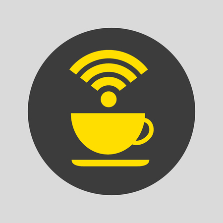 Coffee cup icon with wifi symbol. Vector illustration.のイラスト素材