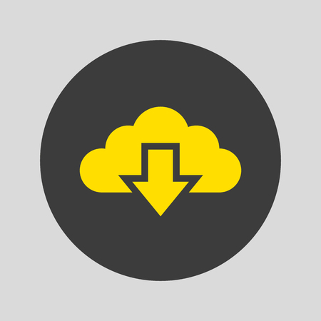 Cloud download icon on grey background. Vector illustrationのイラスト素材
