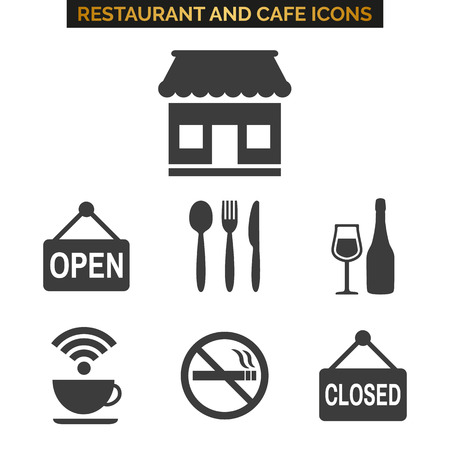 Restaurant icons set on white background. Vector illustrationのイラスト素材