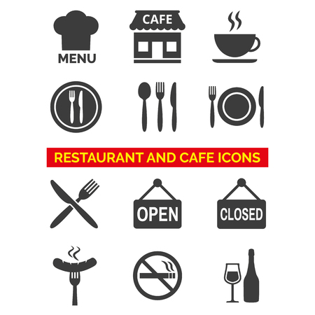 Restaurant icons set on white background. Vector illustrationのイラスト素材