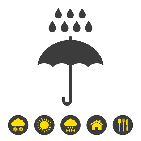 Umbrella and rain icon on white background. Vector illustrationのイラスト素材